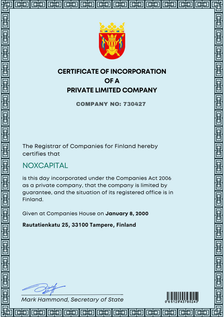 Noxcapital Certification
